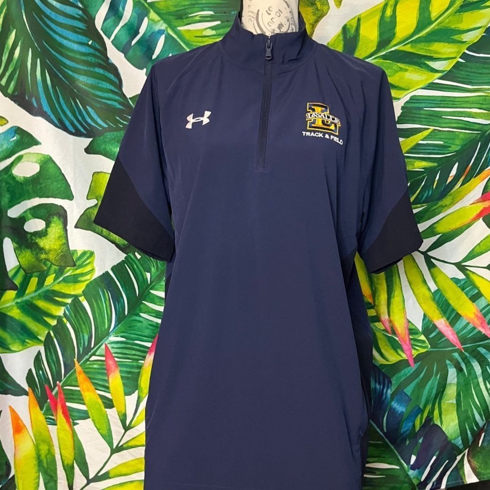GUC Under Armour Unisex Dark Blue Navy Embroidered LaSalle Track Field Mesh Top